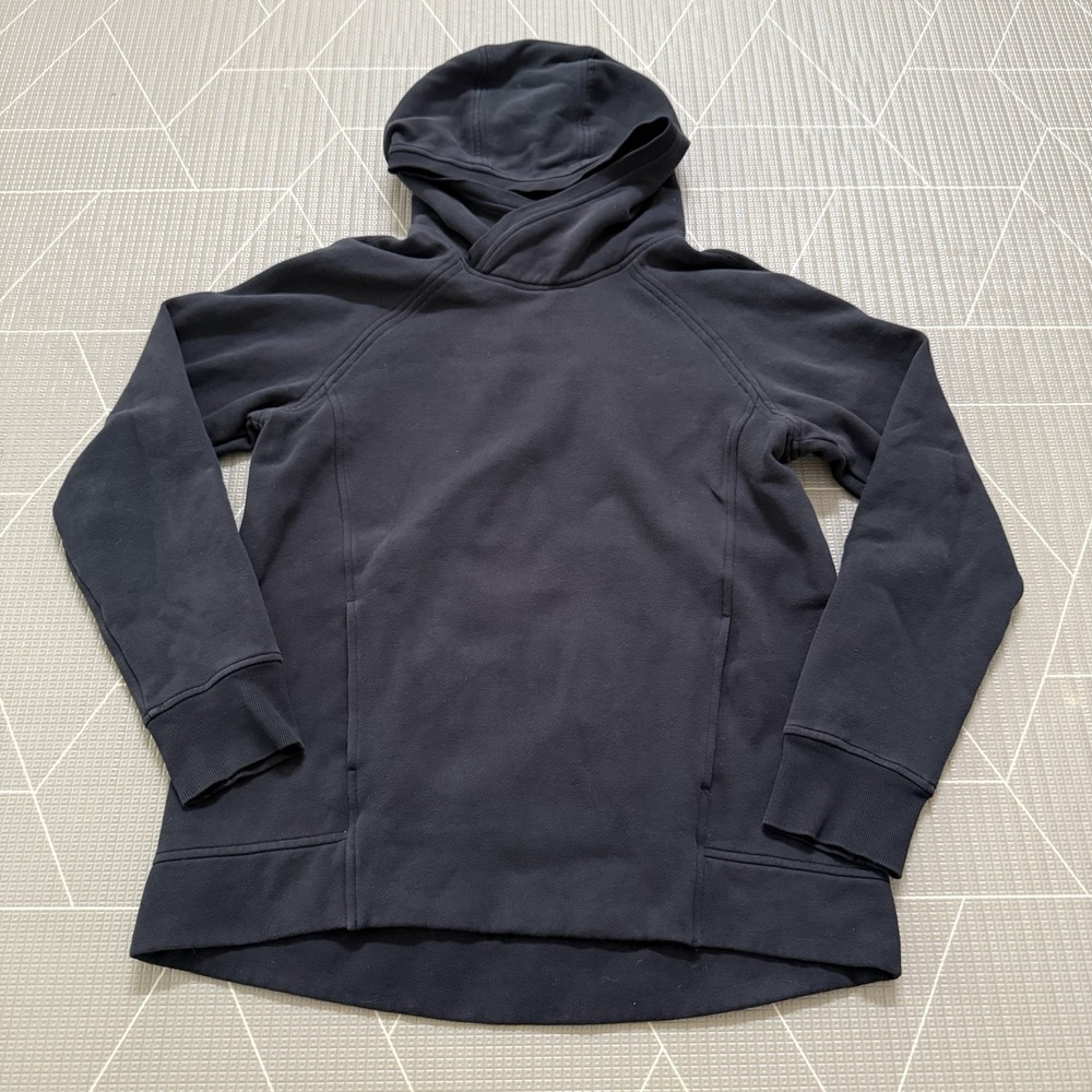 Lululemon Women's Black Fleece Hoodie Size 10 N60416 Pullover Thumbholes Pouch
